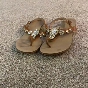 Ivanka Trump Brown Sandals with Crystal Embellishments